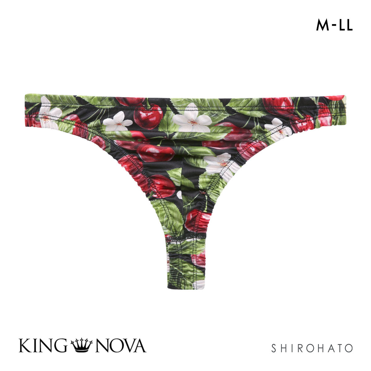 キングノバ チェリー柄 Tバック ビキニ パンツ メンズ 前とじ M L LL  KING NOVA ストレッチ プリント(CHE-チェリー-M)