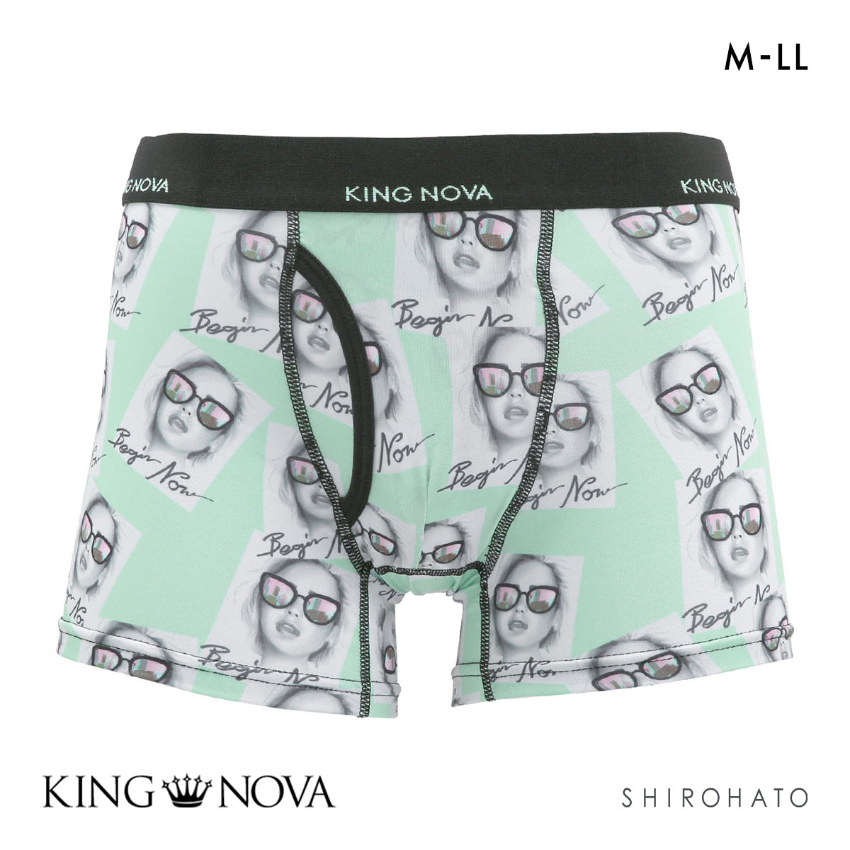 キングノバ ポスター柄 ボクサーパンツ メンズ 前開き M L LL KING NOVA ストレッチ プリント(MI-ミント-M)