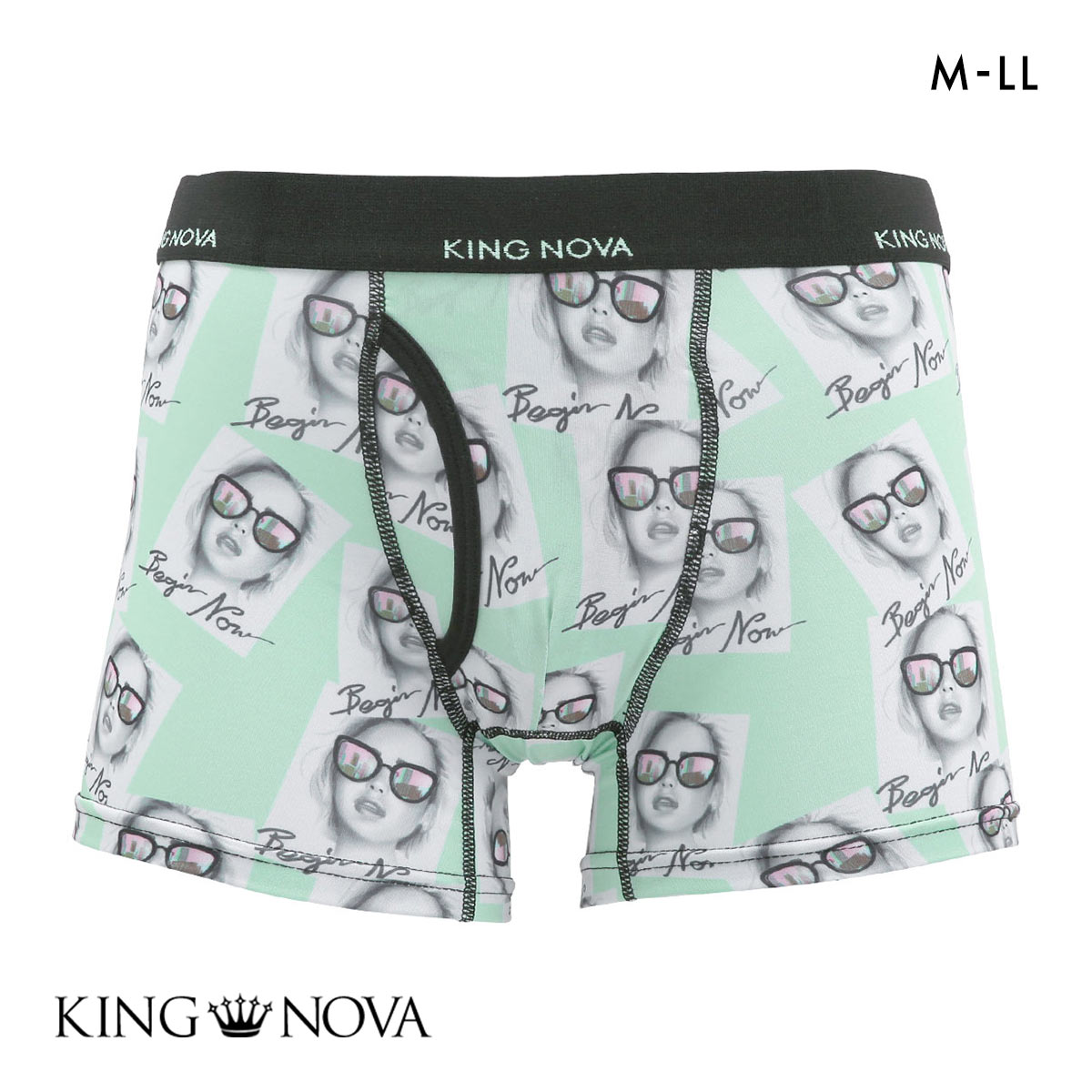 キングノバ ポスター柄 ボクサーパンツ メンズ 前開き M L LL KING NOVA ストレッチ プリント