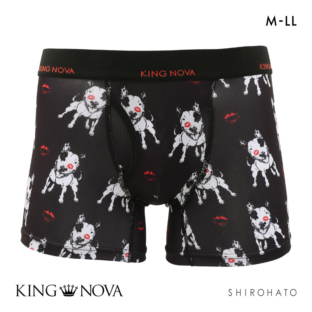 キングノバ ブルテリア柄 ボクサーパンツ メンズ 前あき  M L LL ストレッチ プリント KING NOVA 犬 dog(DOG-ドッグ-M)