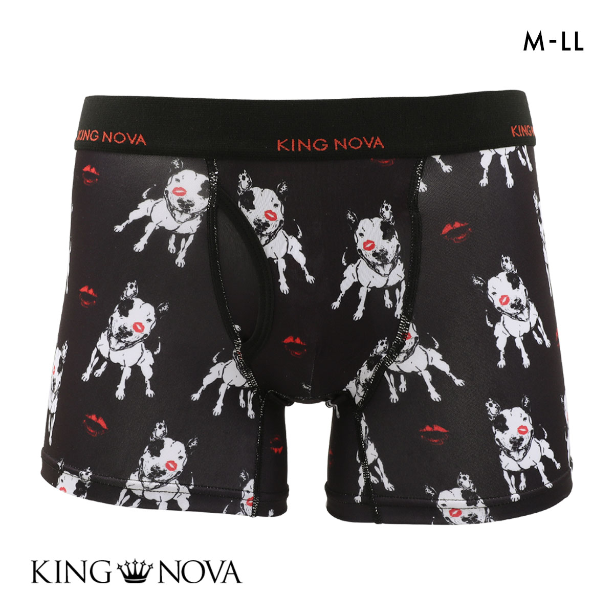 キングノバ ブルテリア柄 ボクサーパンツ メンズ 前あき  M L LL ストレッチ プリント KING NOVA 犬 dog