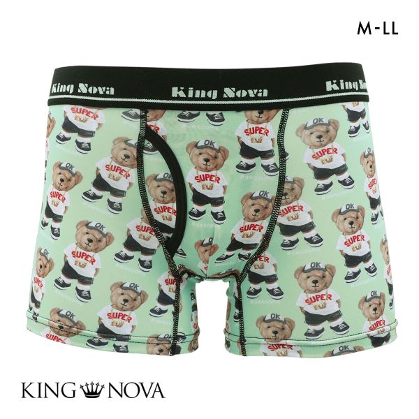 【メール便(15)】 キングノバ オーサムベア柄 ボクサーパンツ メンズ 前あき M L LL KING NOVA くま ストレッチ プリント 【メール便(15)】 キングノバ オーサムベア柄 ボクサーパンツ メンズ 前あき M L LL KING NOVA くま ストレッチ プリント