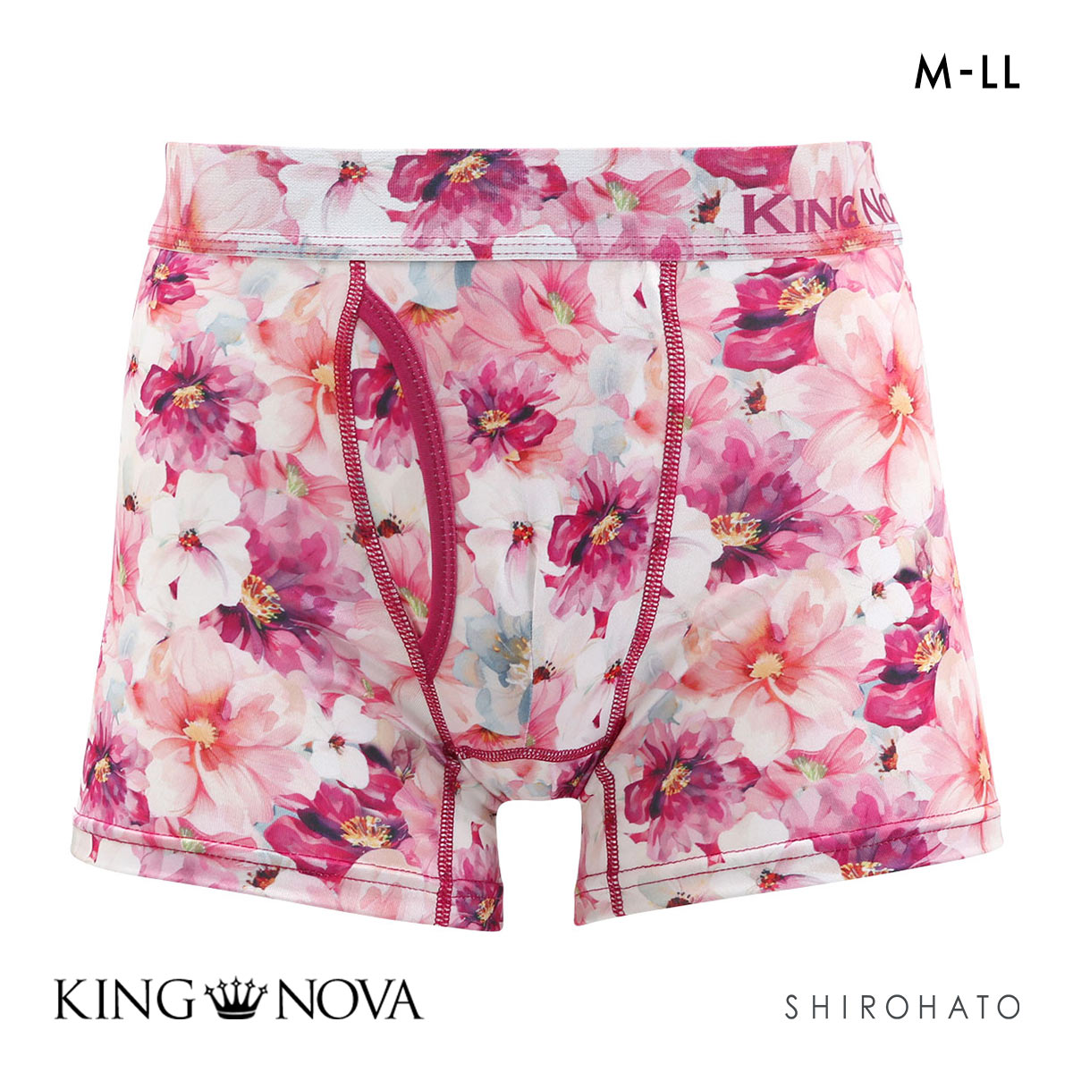 キングノバ フラワー柄 ボクサーパンツ メンズ 前開き M L LL KING NOVA ストレッチ プリント(FLO-花-M)
