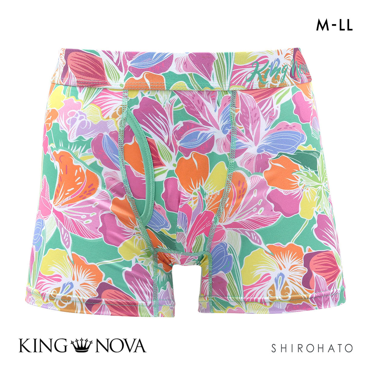 キングノバ トロピカル柄 ボクサーパンツ メンズ 前開き M L LL ストレッチ プリント 大きいサイズ KING NOVA(FLO-花-M)