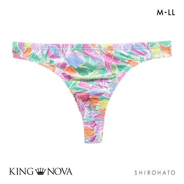 キングノバ トロピカル柄 Tバック ビキニ パンツ メンズ 前とじ M L LL ストレッチ プリント 大きいサイズ KING NOVA
