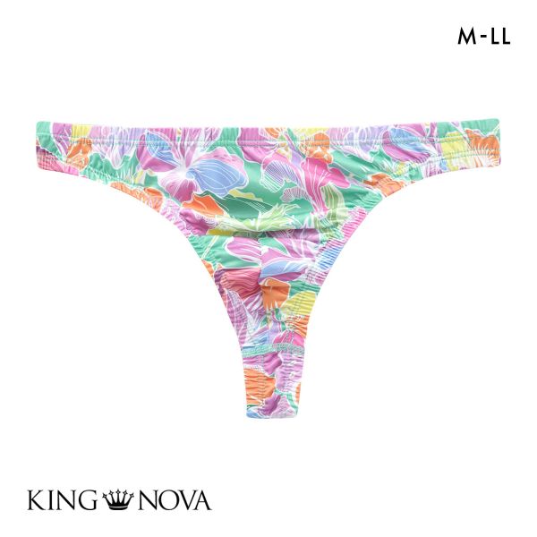 キングノバ トロピカル柄 Tバック ビキニ パンツ メンズ 前とじ M L LL ストレッチ プリント 大きいサイズ KING NOVA
