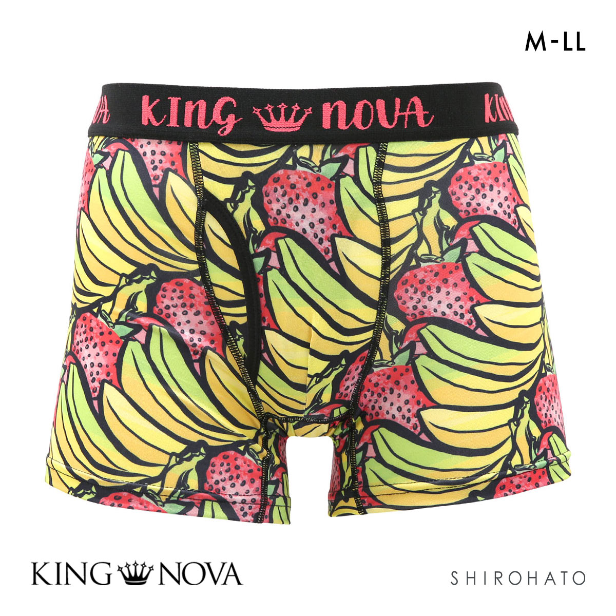 キングノバ フルーツ柄 ボクサーパンツ メンズ 前あき M L LL ストレッチ プリント 大きいサイズ KING NOVA(BAN-バナナ-M)