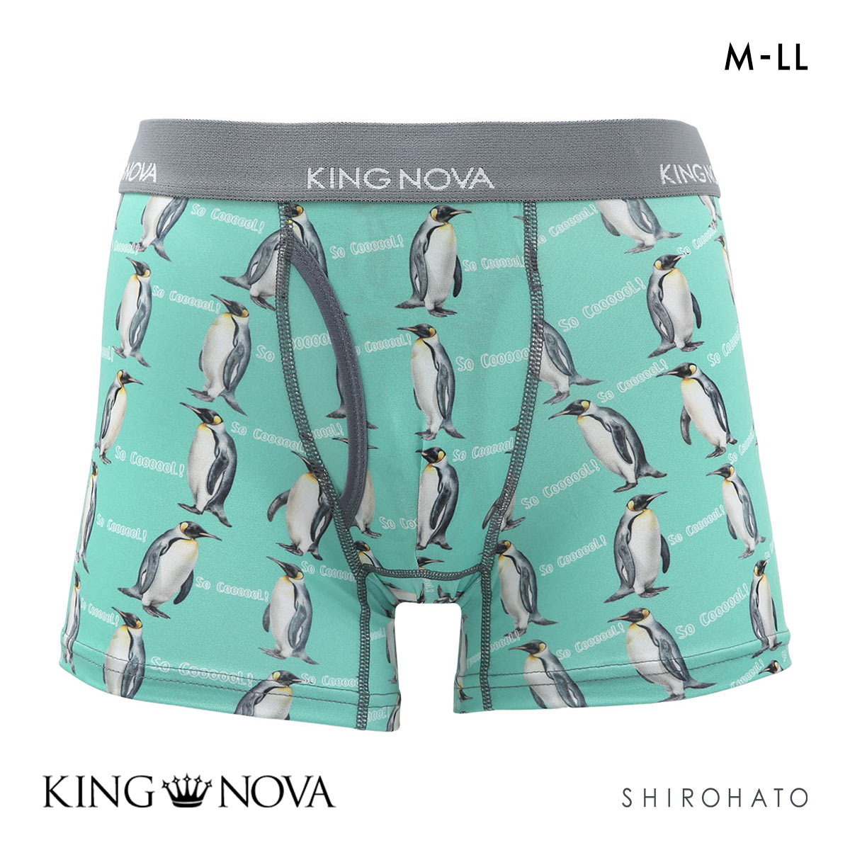 キングノバ ペンギン柄 ボクサーパンツ メンズ 前開き M L LL ストレッチ プリント 大きいサイズ KING NOVA(PEG-ペンギン-M)