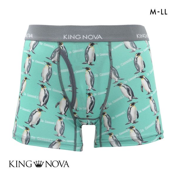 キングノバ ペンギン柄 ボクサーパンツ メンズ 前開き M L LL ストレッチ プリント 大きいサイズ KING NOVA