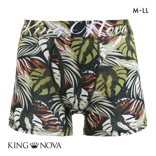 キングノバ ボタニカル柄 ボクサーパンツ メンズ 前開き M L LL ストレッチ プリント 大きいサイズ 贈り物 ギフト KING NOVA