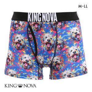 キングノバ スプラッシュわんこ柄 ボクサーパンツ メンズ 前あき M L LL ストレッチ プリント 大きいサイズ 贈り物 ギフト KING NOVA