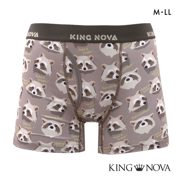 キングノバ あらいぐま柄 ボクサーパンツ メンズ 前あき  M L LL ストレッチ プリント 大きいサイズ 贈り物 ギフト KING NOVA