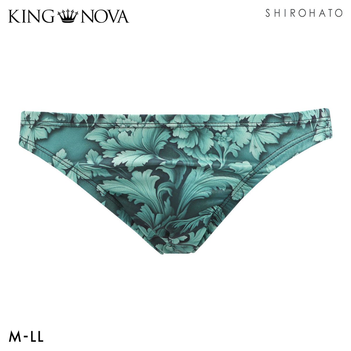 キングノバ ゴシックボタニカル柄 ビキニ フルバック メンズ 前とじ M L LL  パンツ ブリーフ ブーメラン 雄 KING NOVA(GR-グリーン-M)