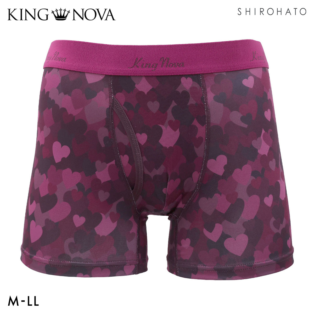 キングノバ ハート柄 ボクサーパンツ メンズ 前あき M L LL ストレッチ プリント 大きいサイズ クリスマス バレンタイン KING NOVA(HRT-ハート-M)
