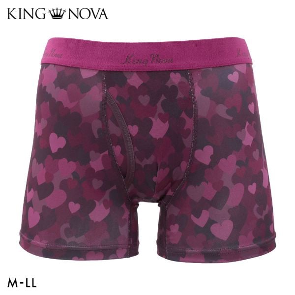 キングノバ ハート柄 ボクサーパンツ メンズ 前あき M L LL ストレッチ プリント 大きいサイズ クリスマス バレンタイン KING NOVA