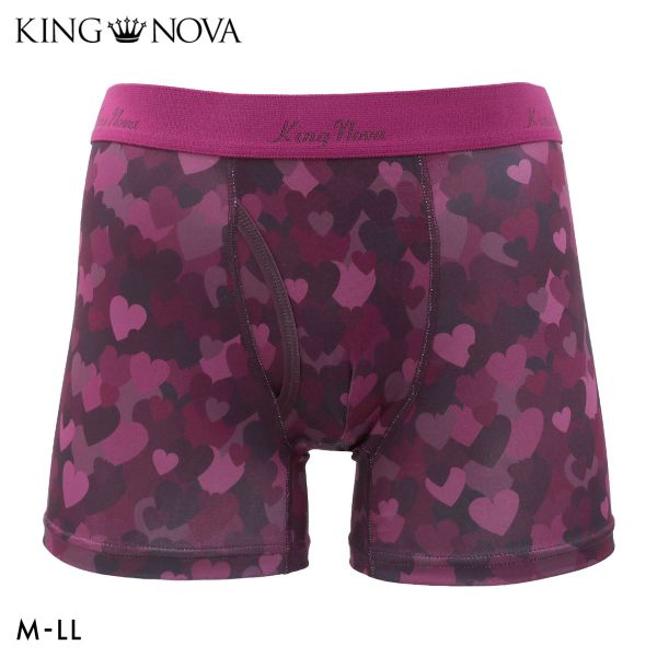 キングノバ ハート柄 ボクサーパンツ メンズ 前あき M L LL ストレッチ プリント 大きいサイズ クリスマス バレンタイン KING NOVA