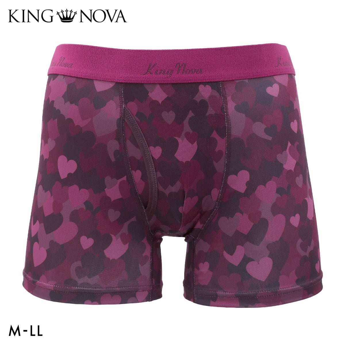キングノバ ハート柄 ボクサーパンツ メンズ 前あき M L LL ストレッチ プリント 大きいサイズ クリスマス バレンタイン KING NOVA