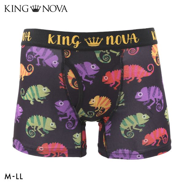 キングノバ カラフルカメレオン柄 ボクサーパンツ メンズ 前あき M L LL ストレッチ プリント 大きいサイズ KING NOVA ギフト