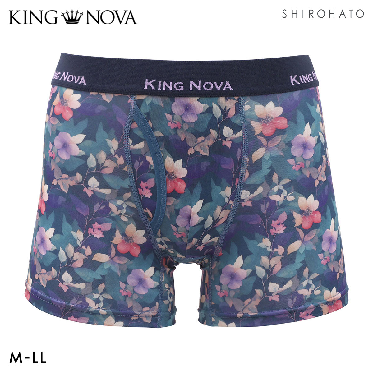 キングノバ ファンタジックフラワー柄 ボクサーパンツ メンズ 前あき  M L LL ストレッチ プリント 大きいサイズ KING NOVA(FLO-花-M)