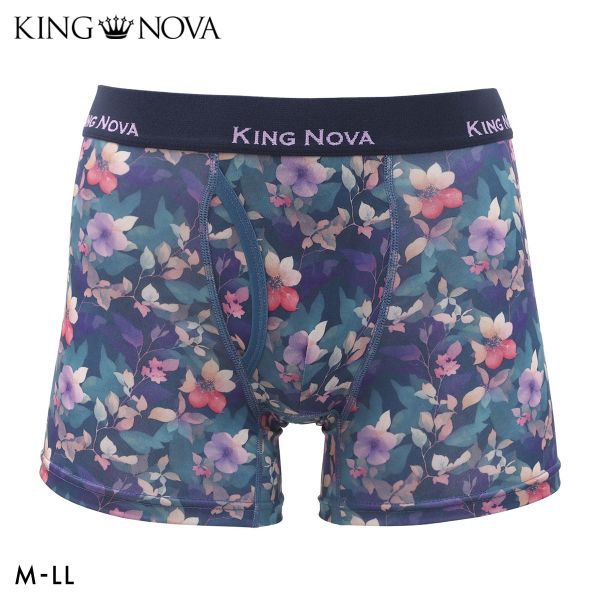 キングノバ ファンタジックフラワー柄 ボクサーパンツ メンズ 前あき  M L LL ストレッチ プリント 大きいサイズ KING NOVA
