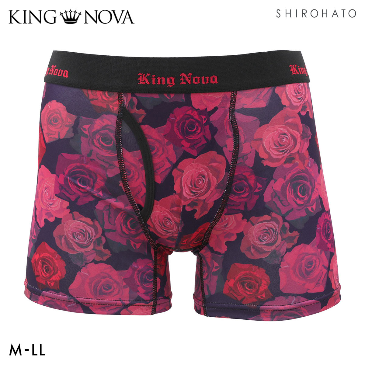 キングノバ ローズ柄 ボクサーパンツ メンズ 前開き M L LL ストレッチ プリント 大きいサイズ KING NOVA ギフト プレゼント(FLO-花-M)