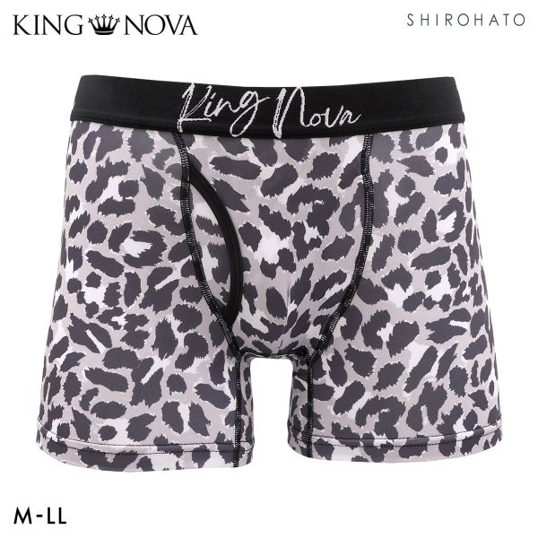 キングノバ ヒョウ ボクサーパンツ メンズ 前あき M L LL ストレッチ プリント 大きいサイズ 贈り物 ギフト KING NOVA