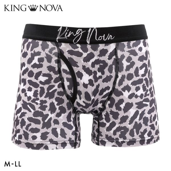 キングノバ ヒョウ ボクサーパンツ メンズ 前あき M L LL ストレッチ プリント 大きいサイズ 贈り物 ギフト KING NOVA