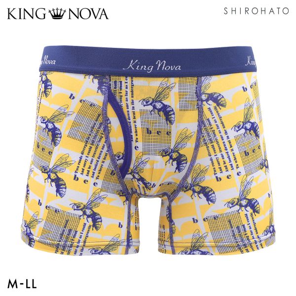 キングノバ ハチ柄 ボクサーパンツ メンズ 前あき M L LL ストレッチ プリント 大きいサイズ 贈り物 ギフト KING NOVA