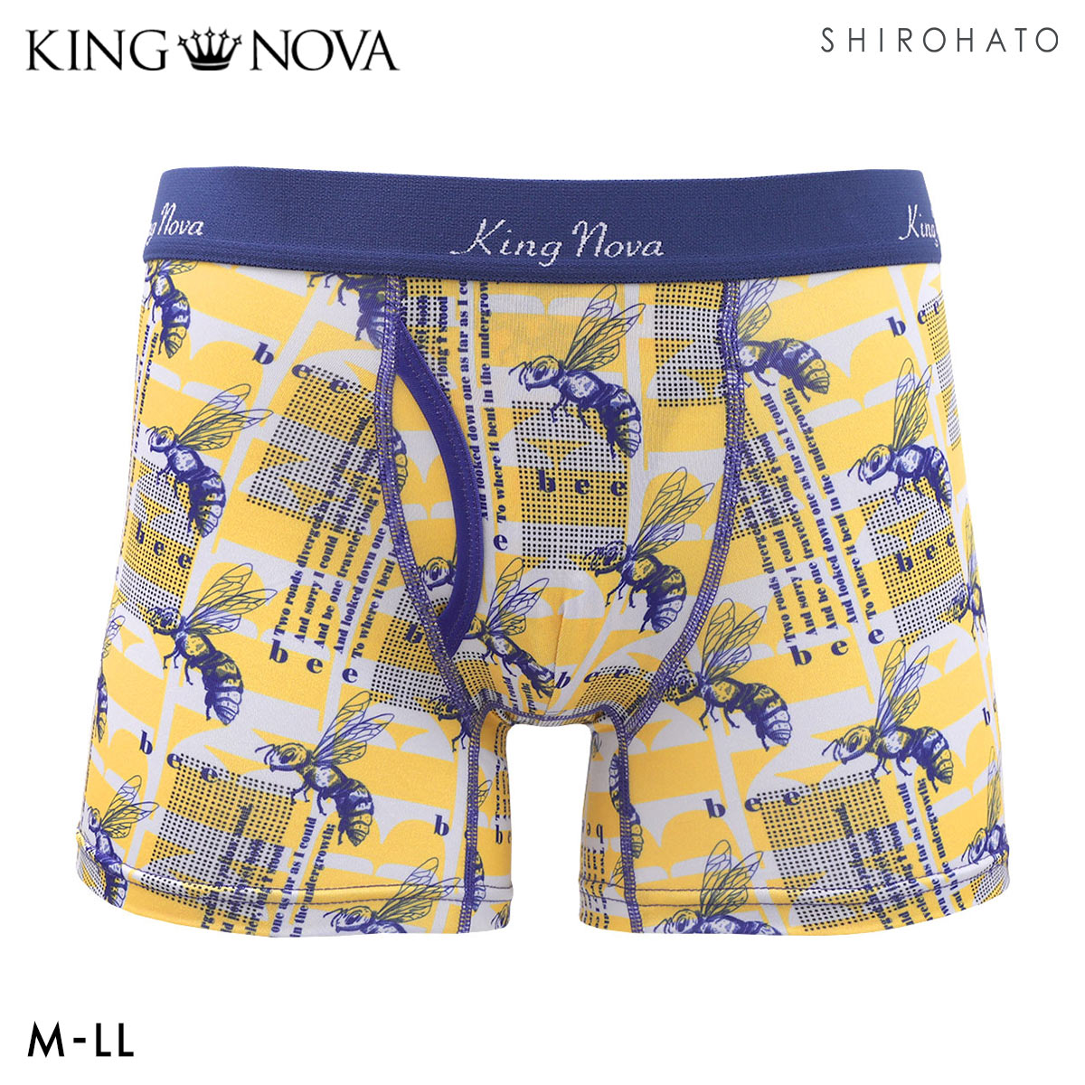 キングノバ ハチ柄 ボクサーパンツ メンズ 前あき M L LL ストレッチ プリント 大きいサイズ 贈り物 ギフト KING NOVA(YE-イエロー-M)
