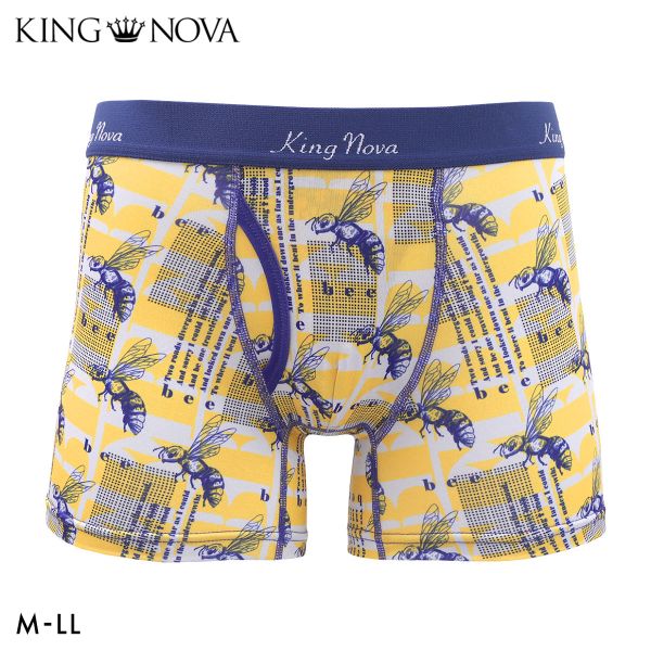 キングノバ ハチ柄 ボクサーパンツ メンズ 前あき M L LL ストレッチ プリント 大きいサイズ 贈り物 ギフト KING NOVA