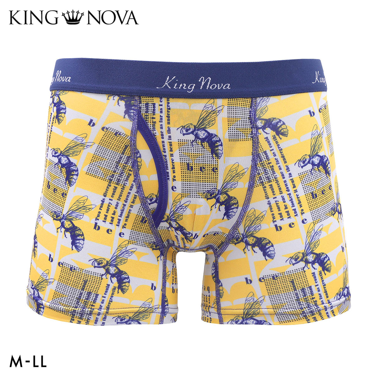 キングノバ ハチ柄 ボクサーパンツ メンズ 前あき M L LL ストレッチ プリント 大きいサイズ 贈り物 ギフト KING NOVA