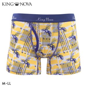 キングノバ ハチ柄 ボクサーパンツ メンズ 前あき M L LL ストレッチ プリント 大きいサイズ 贈り物 ギフト KING NOVA