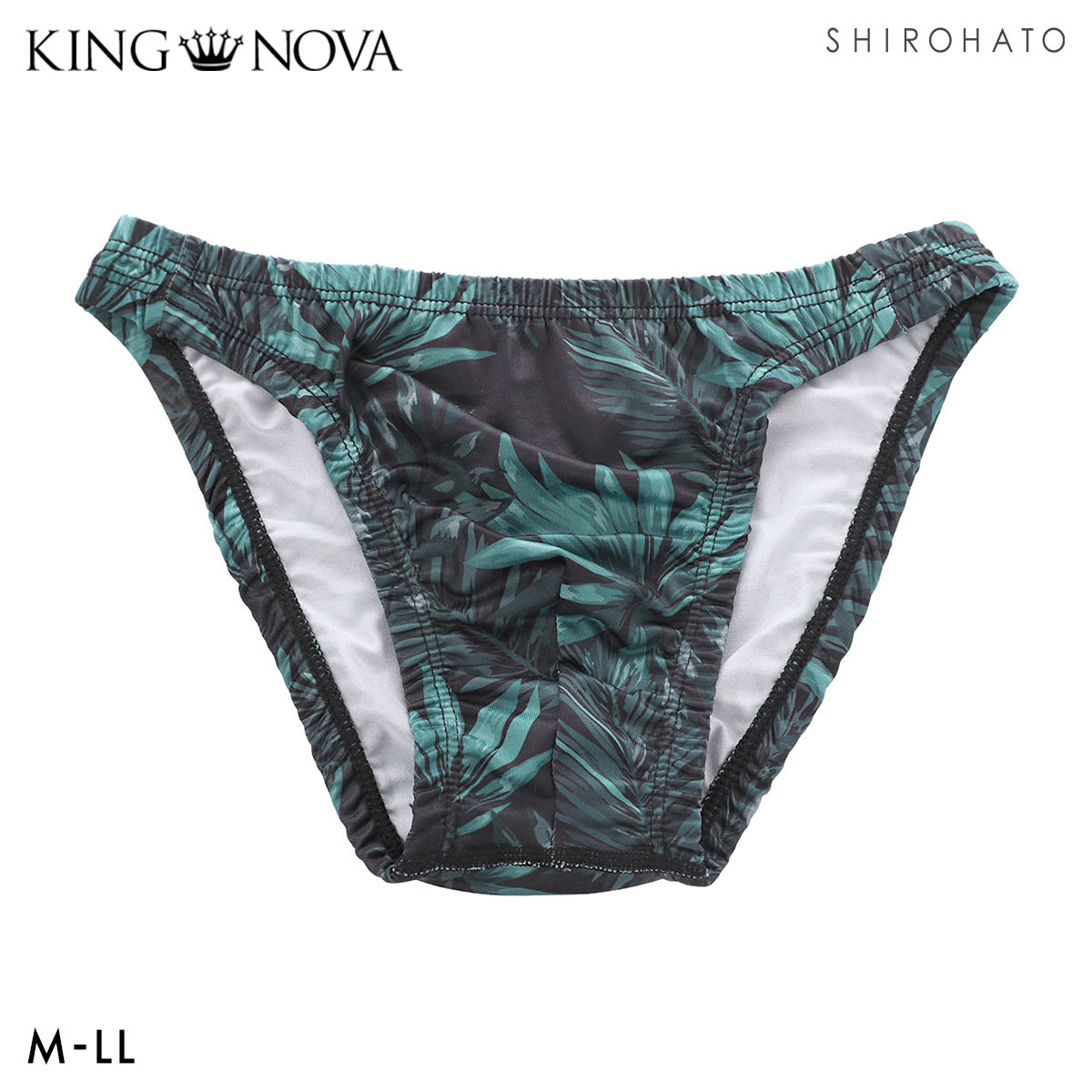 キングノバ ボタニカル柄 ビキニ フルバック メンズ 前とじ M L LL パンツ ブリーフ ブーメラン KING NOVA クリスマス バレンタイン(GR-グリーン-M)