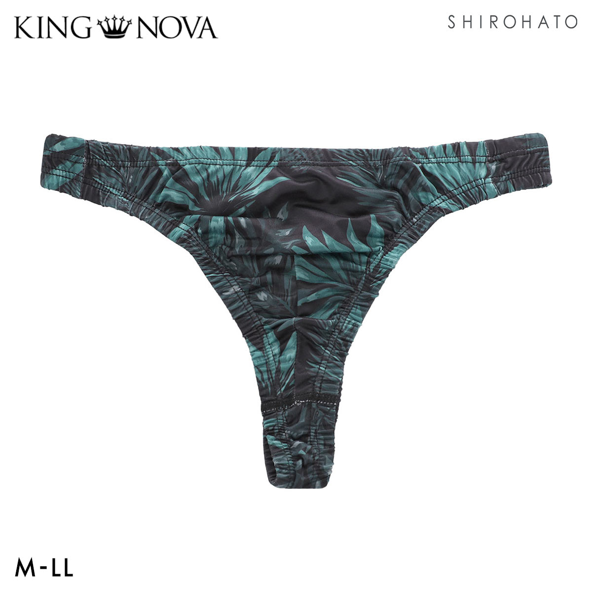 キングノバ ボタニカル柄 Tバック ビキニ パンツ メンズ 前とじ M L LL ストレッチ プリント 大きいサイズ KING NOVA(GR-グリーン-M)