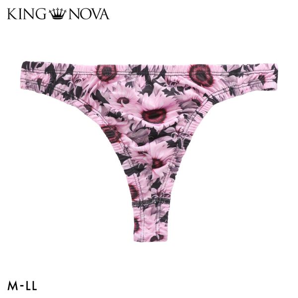 キングノバ ひまわり柄 Tバック ビキニ パンツ メンズ 前とじ M L LL ストレッチ プリント 大きいサイズ KING NOVA