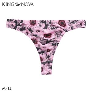 キングノバ ひまわり柄 Tバック ビキニ パンツ メンズ 前とじ M L LL ストレッチ プリント 大きいサイズ KING NOVA