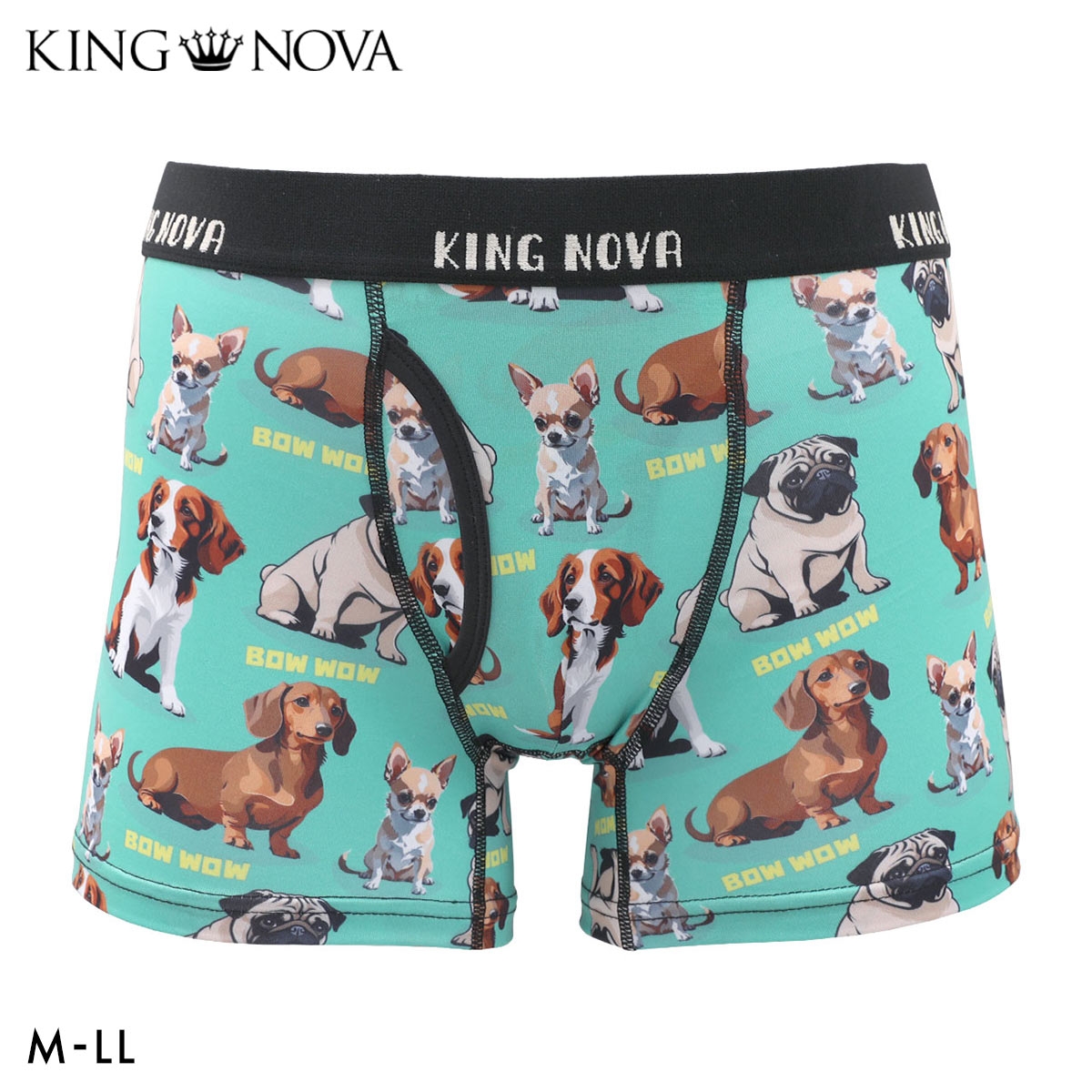 キングノバ わんこ柄 ボクサーパンツ メンズ 前あき M L LL ストレッチ プリント 大きいサイズ 贈り物 ギフト KING NOVA