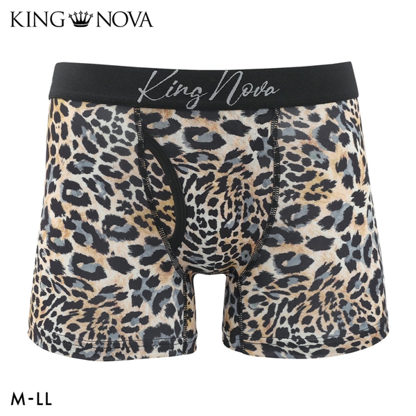 キングノバ ヒョウ ボクサーパンツ メンズ 前あき  M L LL ストレッチ プリント 大きいサイズ 贈り物 ギフト KING NOVA