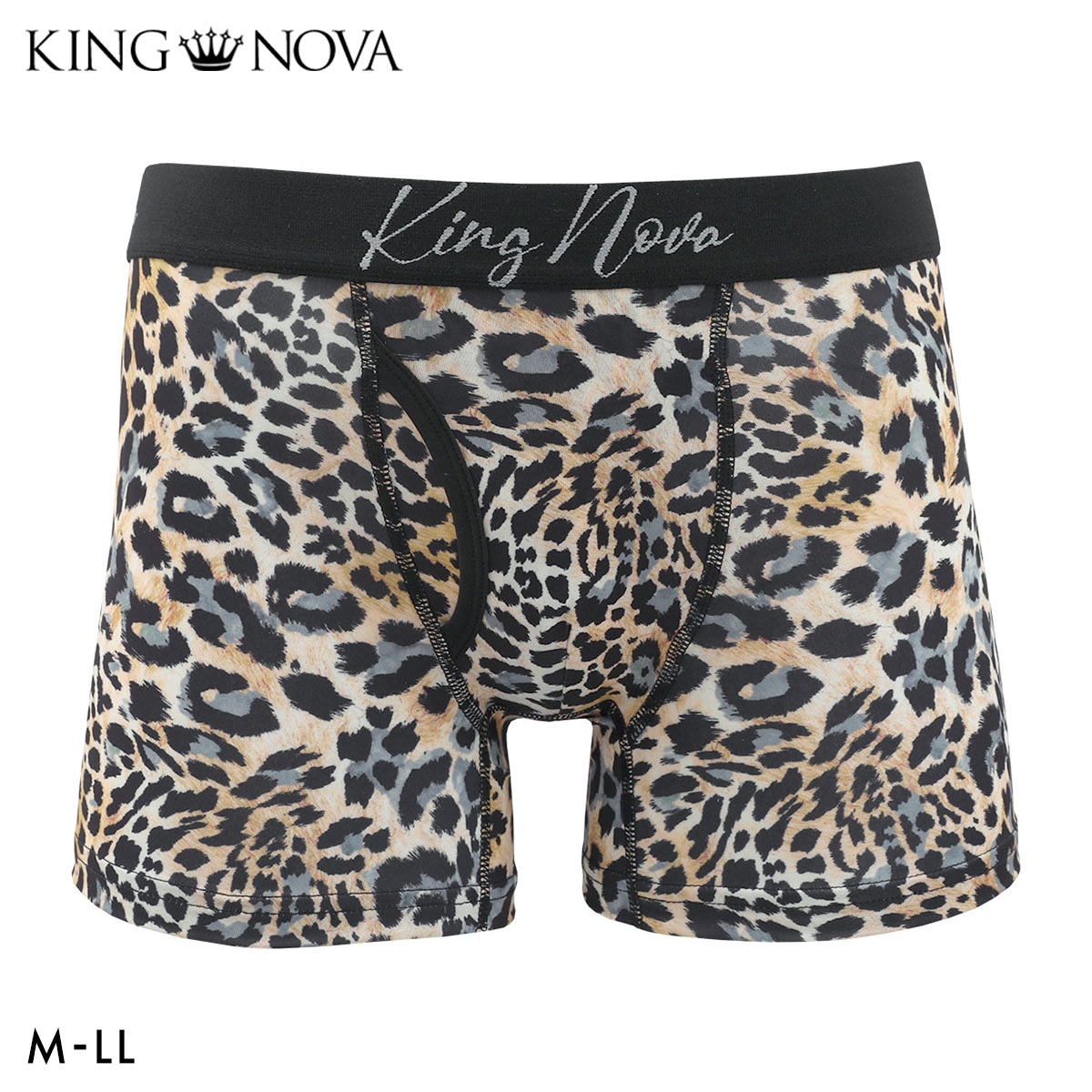キングノバ ヒョウ ボクサーパンツ メンズ 前あき  M L LL ストレッチ プリント 大きいサイズ 贈り物 ギフト KING NOVA
