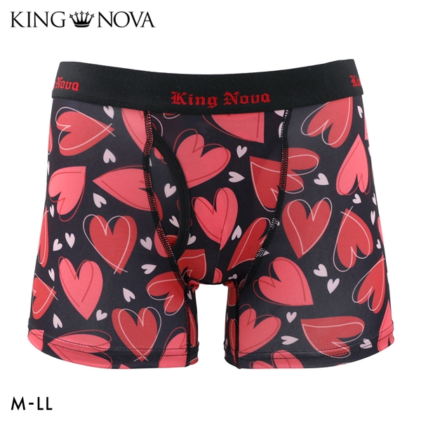 キングノバ ハート柄 ボクサーパンツ メンズ 前あき M L LL ストレッチ プリント 大きいサイズ 贈り物 ギフト KING NOVA