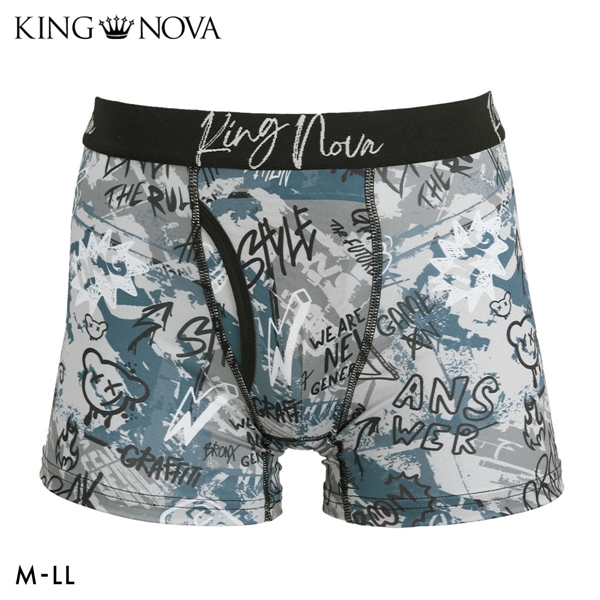 キングノバ グラフィティ柄 ボクサーパンツ メンズ 前あき M L LL ストレッチ プリント 大きいサイズ 贈り物 ギフト KING NOVA