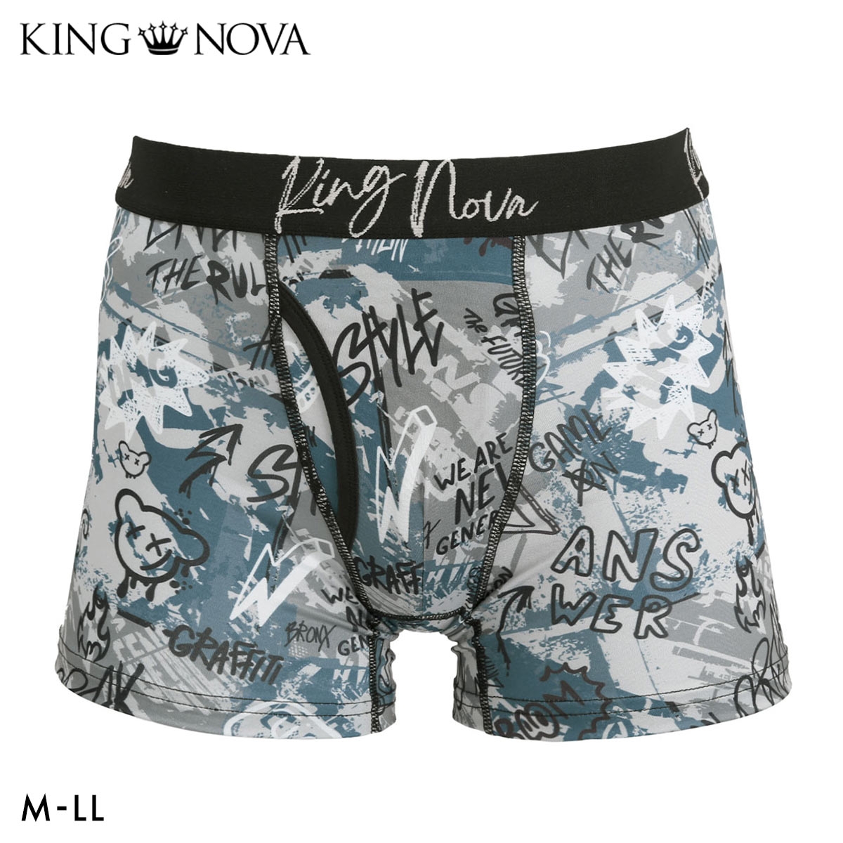 キングノバ グラフィティ柄 ボクサーパンツ メンズ 前あき M L LL ストレッチ プリント 大きいサイズ 贈り物 ギフト KING NOVA