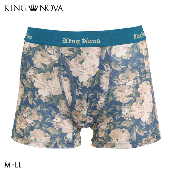 キングノバ アンティークフラワー柄 ボクサーパンツ メンズ 前あき M L LL プリント 大きいサイズ KING NOVA