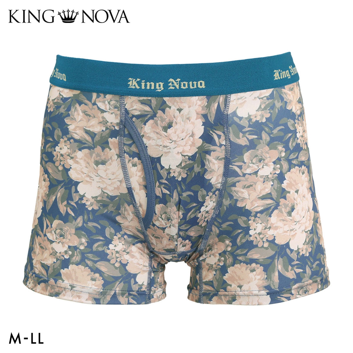 キングノバ アンティークフラワー柄 ボクサーパンツ メンズ 前あき M L LL プリント 大きいサイズ KING NOVA