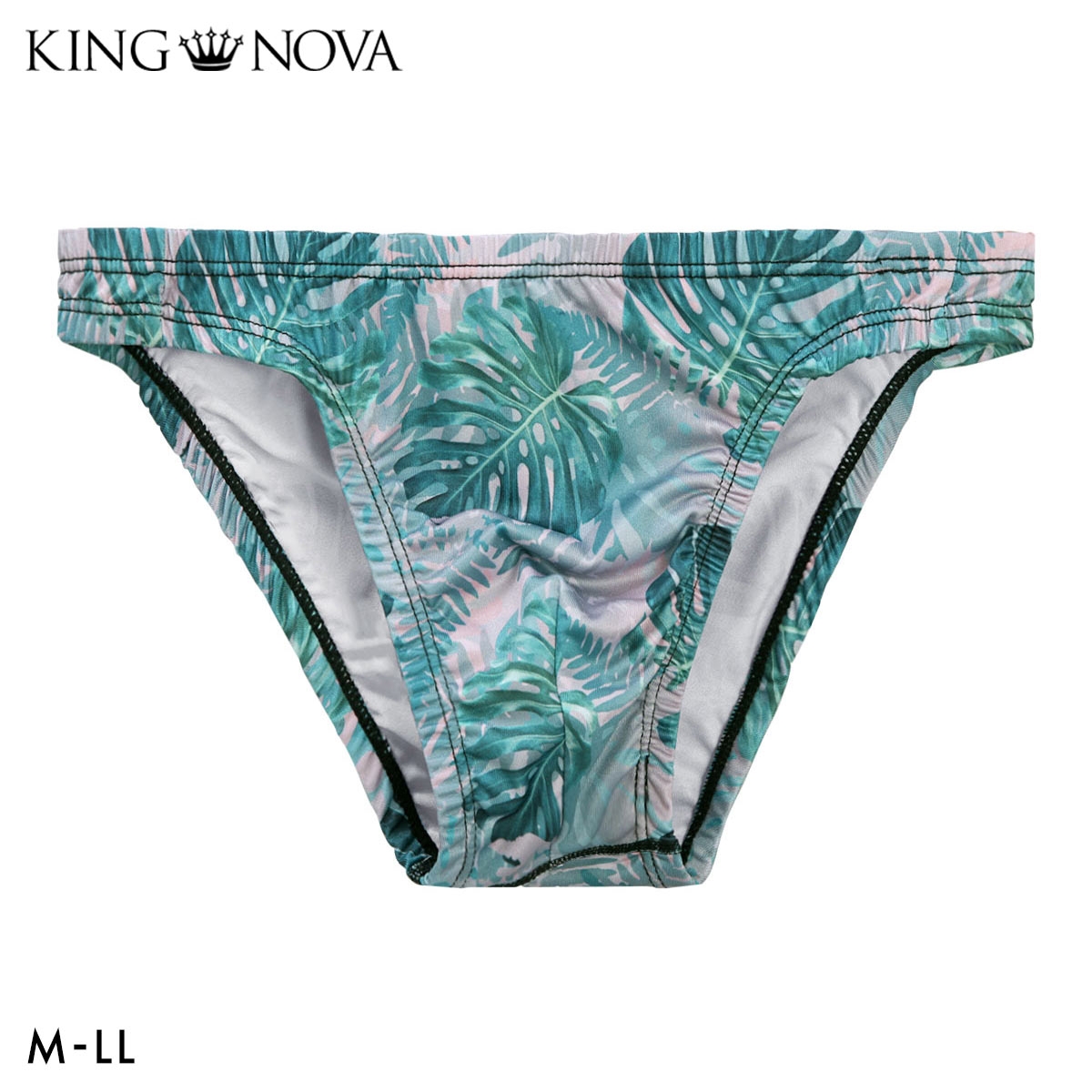 キングノバ ボタニカル柄 ビキニ フルバック メンズ 前とじ M L LL パンツ ブリーフ ブーメラン KING NOVA(GR-グリーン-M)