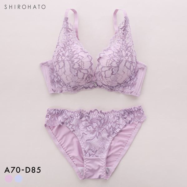 ルルモアナ 2浴レース ブラジャー ショーツ セット 脇高 フラワー 大きいサイズ LULUMOANA