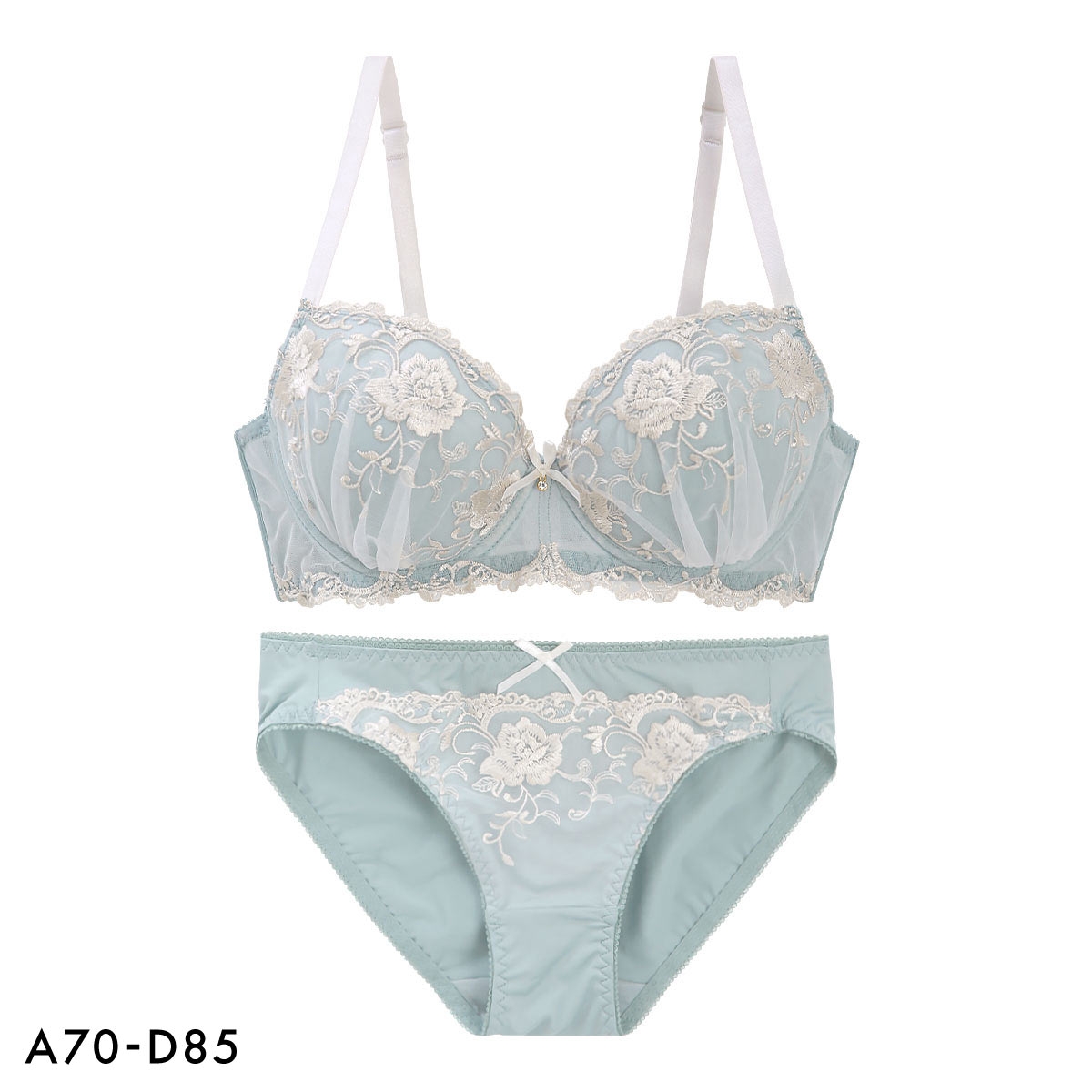 ルルモアナ ロイヤルローズ ブラジャー ショーツ セット フラワー 大きいサイズ LULUMOANA(MS-モスグリーン-A70-M)