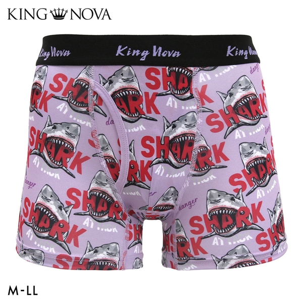 キングノバ サメ柄 ボクサーパンツ メンズ 前あき M L LL ストレッチ プリント 大きいサイズ 贈り物 ギフト KING NOVA