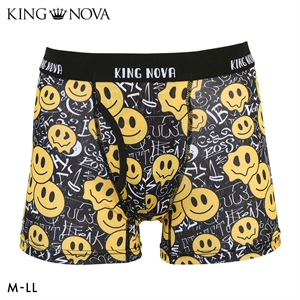 キングノバ スマイルマーク ボクサーパンツ メンズ 前あき M L LL ストレッチ プリント 大きいサイズ 贈り物 ギフト KING NOVA