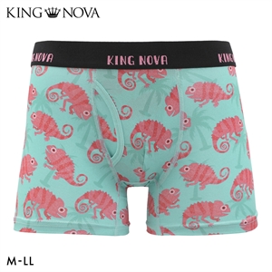 キングノバ カメレオン柄 ボクサーパンツ メンズ 前あき M L LL ストレッチ プリント 大きいサイズ 贈り物 ギフト KING NOVA